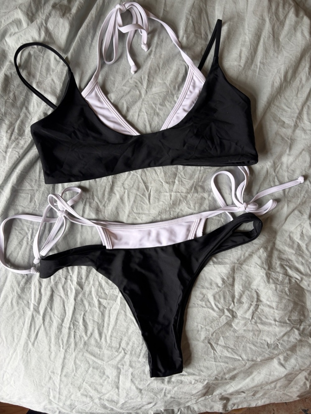 Strawberry Milk Mob Black & white Tie Bikini